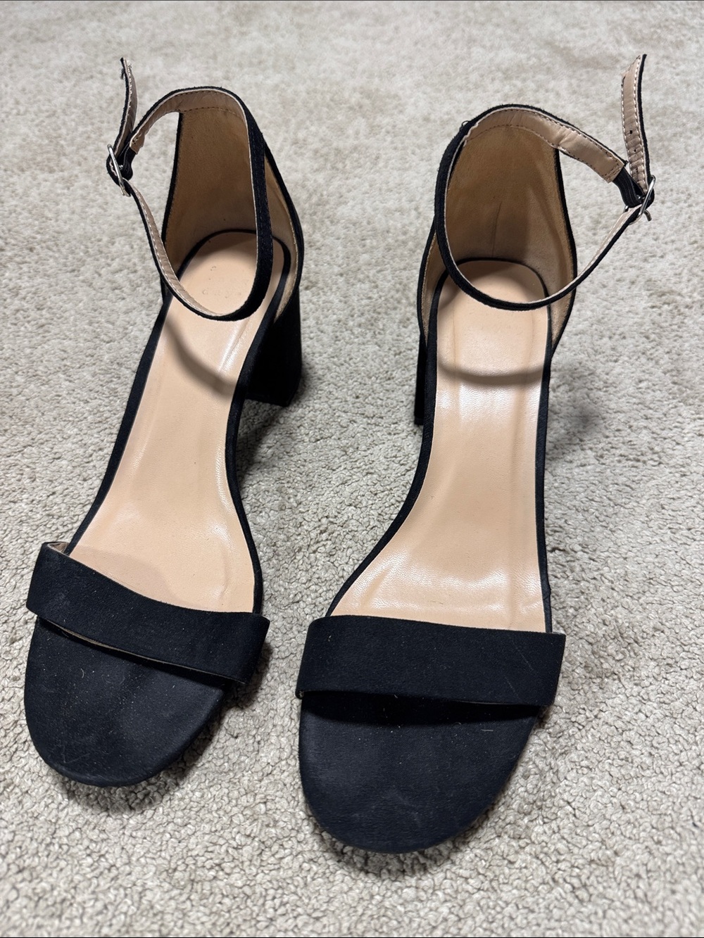 Women's Black Ankle-Strap Block Heel Sandals